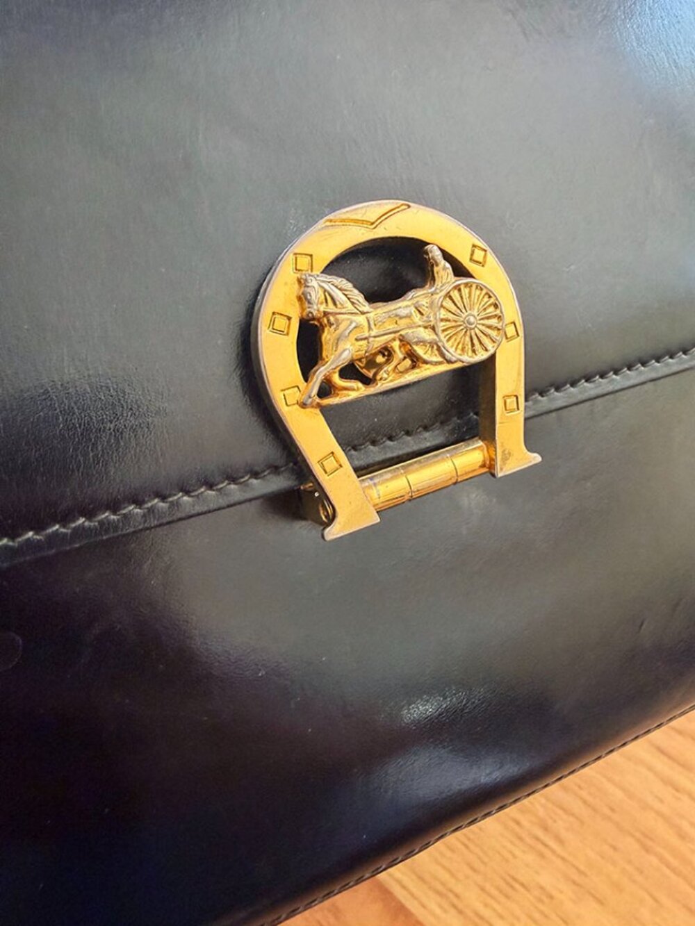 Vintage Celine Black Horse Carriage Shoulder Bag - Picture 3 of 10